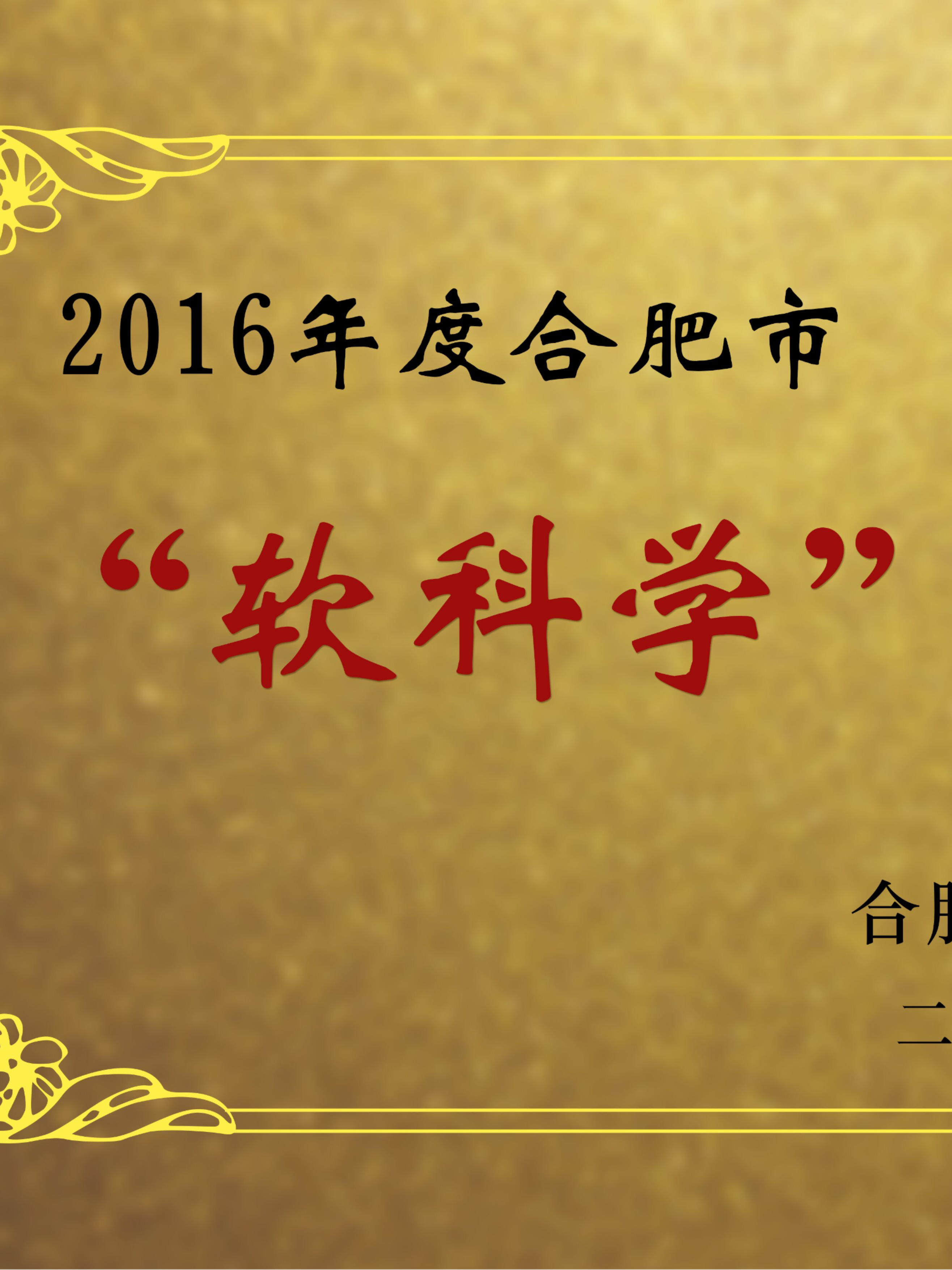 安徽臥濤2016年度合肥市軟科學項目