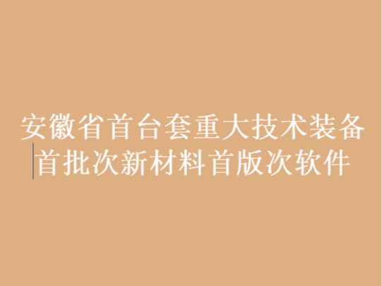 安徽省首臺(tái)套重大技術(shù)裝備首批次新材料首版次軟件評(píng)定